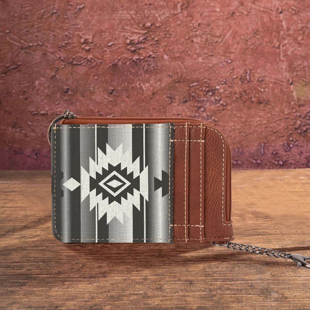 WG2203A-W005 Wrangler Southwestern Art Print Mini Zip Card Case -Black
